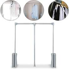 Barra de armario de fácil bajada - Barra de armario montada lateralmente ajustable para colgar ropa, fácil de tomar y guardar la ropa, ancho ajustable: 55 cm ~ 70 cm