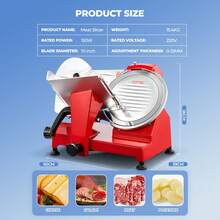Meat Slicer, Electric  Meat Cheese Food Slicer, Frozen Meat  Slicer, 10" Premium Chromium-Plated Steel Blade Semi-Auto Meat Slicer For Commercial And Home Use, Red - US A Type Plug(110-127V) - View 6
