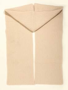 1 件女士时尚纯色黑色/米色/灰色/红色条纹连帽保暖披肩围巾围脖，适合秋冬季日常外出