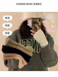 زوج جديد من قفازات الكشمير الفاخرة نصف الأصابع، قفازات نسائية - ناعمة جداً ومبطنة بالفرو، قفازات بدون أصابع دافئة، صديقة للبشرة، مع أساور معصم، متوافقة مع شاشات اللمس، تصميم أزياء بألوان سادة، مناسبة للكتابة في المكتب والدراسة، للاستخدام اليومي الداخلي والخارجي، حماية اليد مريحة ومانعة للانزلاق