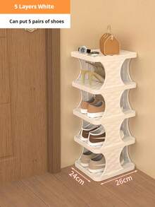Vertical Shoe Rack:Stackable Shoe Rack For Closet DIY Free Standing Shoe Organizer Small Shoe Shelf For Small Spaces And Narrow Spaces Plastic Lightweight Modular Easy-Assembly Design Ideal For Entryway Living Room Bedroom Dorm Apartment And Narrow Closets, Perfect For Sneakers Sandals Heels Boots, Keeps Footwear Organized, Clutter-Free Storage Solution, Space-Efficient, Stackable Freestanding Unit, Portable, Versatile For Closet Shelf Or Hallway, Simple DIY Setup, Sturdy Plastic Construction, Long-Lasting Use, Spring Refresh For A Tidy Wardrobe - Multicolor - View 5