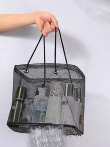 1/2pcs Large Capacity Portable Mesh Shower Bag Makeup Organizer Bag, Travel Toiletry Bag With Hanging Hook, Mesh Shower Caddy, Bathroom Tote Bag For Gym, Travel, Swimming