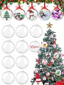 KINDPMA 12 Pezzi Palla di Natale Palline di Natale Trasparenti Riempibili Palle di Natale
