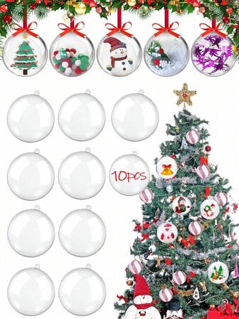 Adornos navideños transparentes, bolas de adornos navideños transparentes de plástico rellenables, adornos navideños DIY para Navidad, vacaciones, boda, fiesta, decoración del hogar, fiesta, Navidad