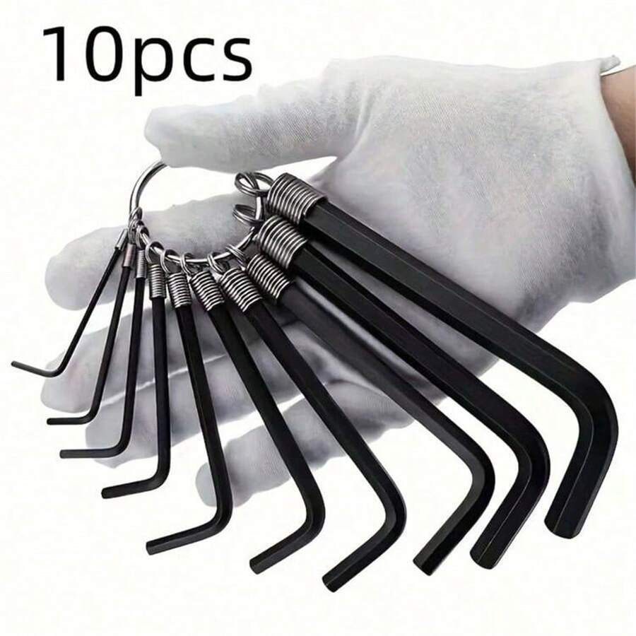 10pcs Hex Key Allen Wrench Set, Steel Construction, Universal Maintenance Tool Kit For Home And Auto Repair