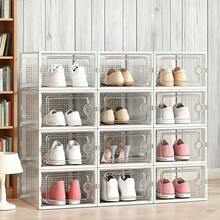 6/12 Pieces Stackable Transparent Shoe Boxes, Sturdy Hard Plastic Shoe Box Storage, Easy To Assemble Free Combination Closet Sports Shoe Storage Box, Shoe Display Box, Suitable For Wardrobes, Entrances, Under The Bed, Practical Halloween/Christmas Gifts - 白色 - 查看 7