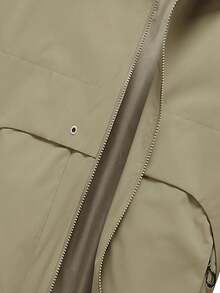 Men's Casual Solid Color Turndown Collar Zip-Up Fitted Jacket, Spring/Autumn - Champagne - View 5