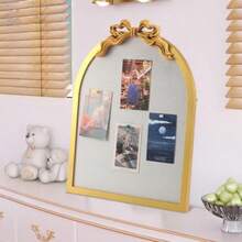 Vintage Arched Linen Cork Board With Gold Bow Knot 21"X 16" Decorative Bulletin Board Iron Frame Large Pin Corkboard For Notes Photos Reminders Elegant Corkboard For Wall Home Office Decor - 如圖 - 查看 7