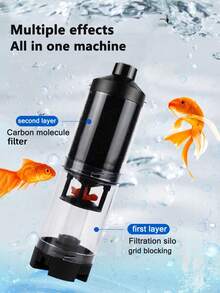 1pc Silent Transparent Aquarium Cleaner, Fish Tank Filter, Fish Waste Collector, And Aquarium Wastewater Filter. Made Of Plastic. Suitable For Aquarium Accessories And Pet Supplies. Suitable For Both Large And Small Aquariums. Requires An Air Pump - Multicolor - View 4