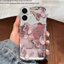 The Butterfly Daily Phone Case Is Compatible with for  16, 15, 14, 13, 12, 11 Pro Max, X, XS, XR, XSMAX, 7, 8, 6, And 6S Plus. It Features a Cartoon Design, Is Transparent, Shockproof, And Made of Full TPU for Stylish And Creative Protection, Case For , Case For , Cellphone Case - transparente - Ver 1
