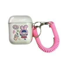 Apple Bluetooth Earphone Protective Case, Transparent Rabbit Girl Pro Case, In Stock