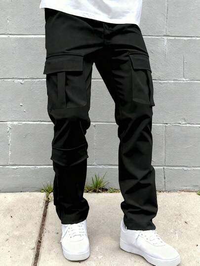 男童黑色休闲裤，透气耐穿，简约工装裤，适合青少年男孩，春夏穿着