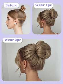 1件装直发发髻假发 - 厚实发髻马尾辫接发，100%真人发丝，外观自然，佩戴牢固，适合婚礼、派对和日常造型 - 彩色 - 查看 9