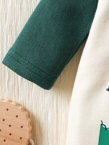 Autumn/Winter Baby Boy Cute Cartoon Animal Patchwork Round Neck Long Sleeve Jumpsuit - White - View 4