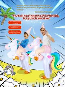 1 Piece Of Adult Inflatable Unicorn Knight Costume, Suitable For Halloween, Easter, And Themed Events, Fun Photo Props And Stage Performance Accessories, Playful Event Costumes, Inflatable Costumes,Halloween Disfraces,Cosplay