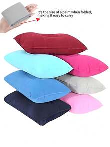 Portable Inflatable Pillow, Outdoor Nap Pillow, Inflatable Pillow, Travel Pillow, Sleeping Bag Pillow, Suitable For Travel, Camping, Nap, Office Rest, Unisex, Waterproof, Beach, Lumbar Pillow, Neck Pillow, Camping Essential Accessory, Holiday Essential - Multicolor - View 2