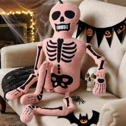 Lanpn Esqueleto Espeluznante Almohadas, Divertido Halloween Almohada, Cojines Suave Gótico Grande Cojín de Regalo, Sofá Sofá Cama Habitación Fiesta Interior Exterior Horror Decoración,(Rosa)