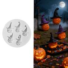 1 pieza Molde de silicona con diseño de calabaza y fantasma de Halloween, herramienta para decorar pasteles con fondant, molde de silicona para caramelos, magdalenas, chocolate, accesorios de cocina para hornear - Gris Claro - Ver 5
