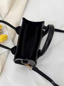 حقيبة يد نسائية أنيقة بلون أحادي منسوجة بطراز كاجوال كوليج أنيق