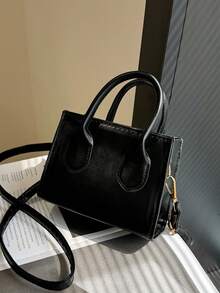 حقيبة يد نسائية أنيقة بلون أحادي منسوجة بطراز كاجوال كوليج أنيق