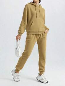 Women Two-Piece Outfits - 卡其色 - 查看 4