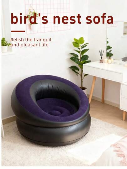 1 件充气圆柱形沙发、充气露营椅、充气懒人沙发、充气椅、可折叠便携式充气椅、适用于客厅、卧室、阅览室、卧室、阳台、户外露营、易于存放和携带、休闲娱乐、宿舍、靠背椅