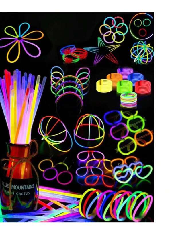 100 sets de bâtons lumineux de fête de 8 pouces, bâtons lumineux super brillants, peuvent durer de 8 à 12 heures, peuvent être utilisés pour faire des bracelets, des colliers, etc. Bâtons lumineux de mariage colorés, convenant aux fêtes d'anniversaire, enterrements de vie de garçon, fêtes d'Halloween, fêtes de Noël, bars, boîtes de nuit, bâtons lumineux, produits lumineux de fête