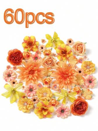 50 件/100 件迷你丝绸花头假玫瑰雏菊人造花工艺品玫瑰梅花头向日葵雏菊婚礼装饰帽万圣节家庭婚礼，2-5 厘米