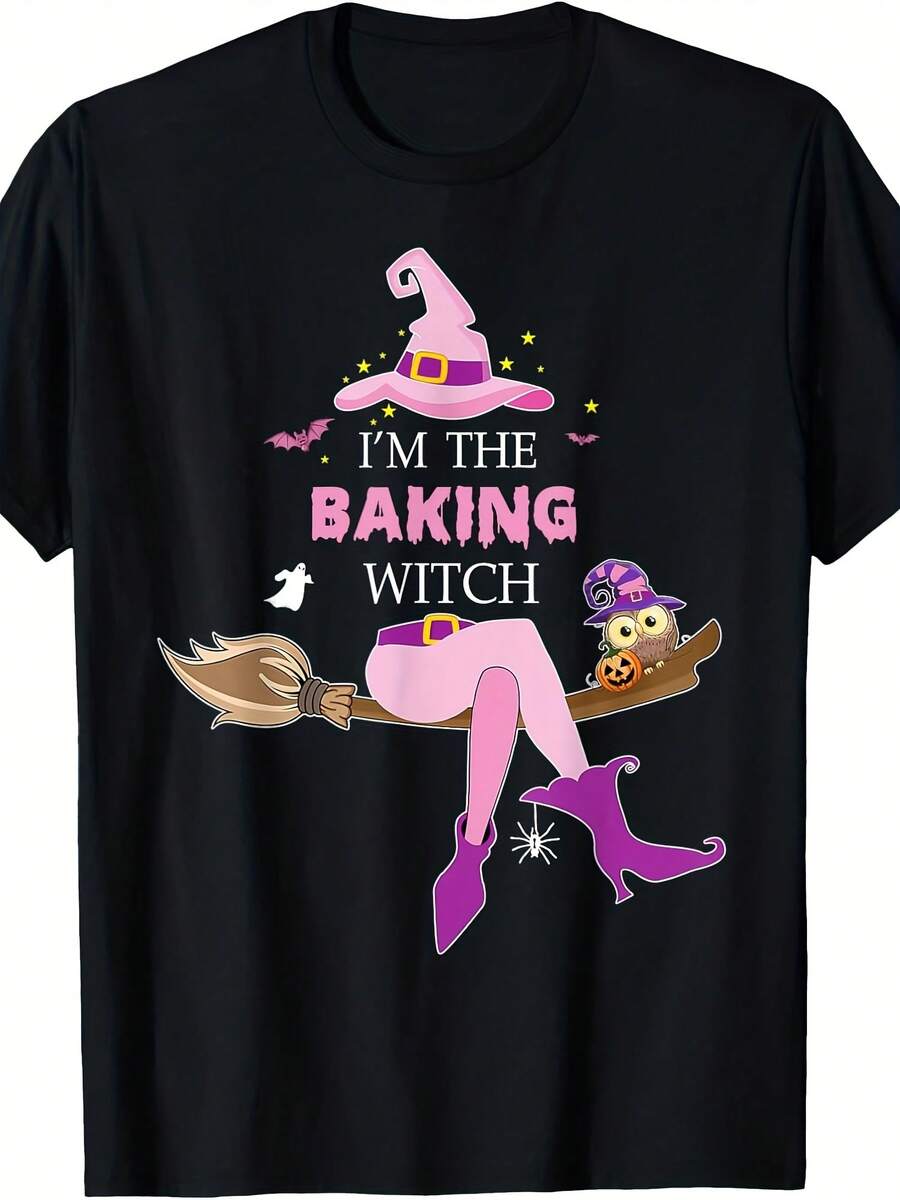 The Baking Witch Riding Broom Halloween Costume Baker T-Shirt - 款式2 - 查看 1