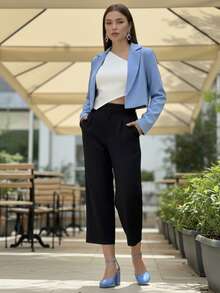 Zapato de tacón cuadrado con pulsera en tonos beige y rosa - Azul - Ver 2