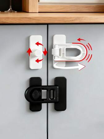 2pcs Refrigerator Door Safety Lock, Refrigerator Door Fixing Buckle, Self-Adhesive Safety Lock, Water Dispenser Safety Lock, Suitable For Refrigerator, Water Dispenser, Drawers, Kitchen, Living Room, Bedroom, Small Tools, 1/2pcs