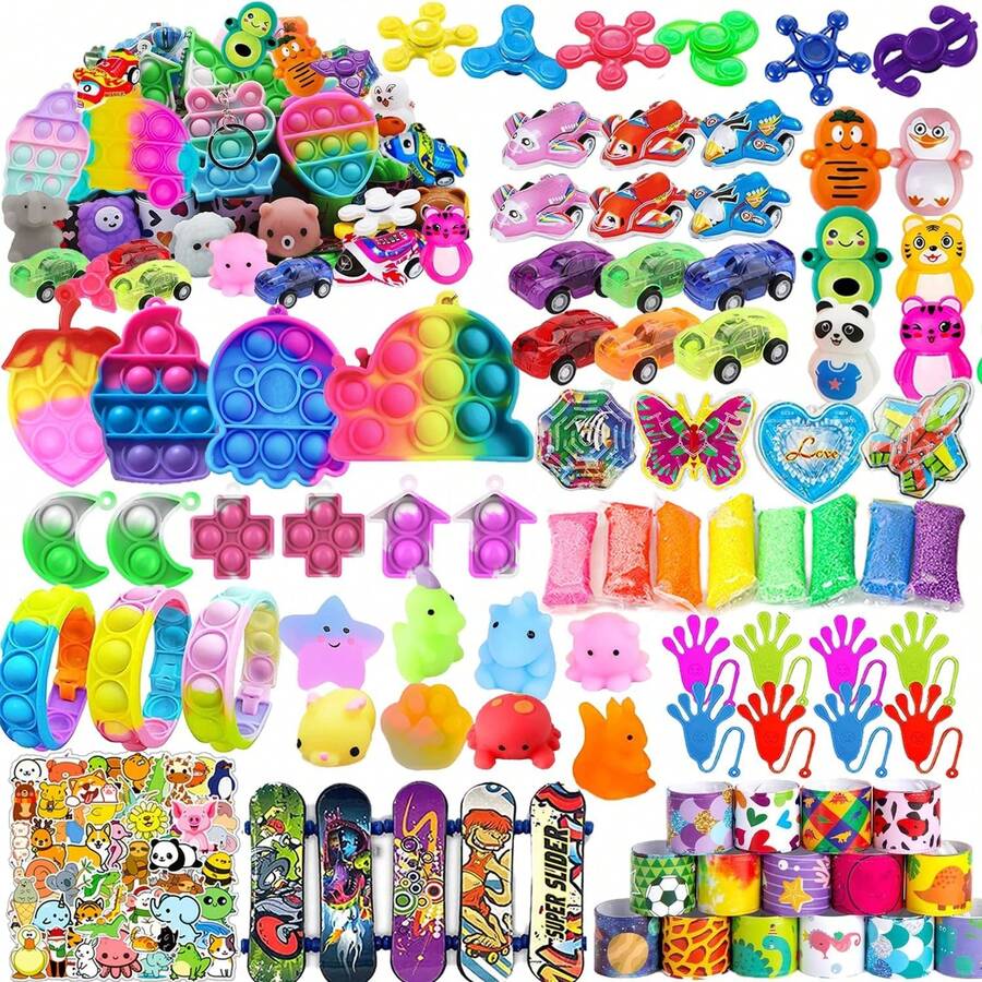 128 Pcs Party Favors Kids 4-8-12, Fidget Toys, Pinata Stuffers, Chest Box Toys Classroom, Goodie Bag Stuffers, Prize Box Toy Boys Girls, Easter Filler Gifts Bulk Toys,Birthday,Party Gifts,Decompression - 1 - 查看 1