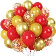 1 pieza/35 piezas/92 piezas Set de globos de látex mate rojos, dorados, amarillos, dorados brillantes de 5 pulgadas/10 pulgadas/12 pulgadas, adecuados para decoración de bodas, Navidad, compromiso, Año Nuevo, fiesta de cumpleaños, ducha nupcial, San Valentín, aniversario