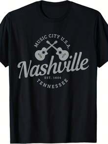 Nashville Tennessee Guitar Country Music City Souvenir T-Shirt - 款式8 - 查看 1