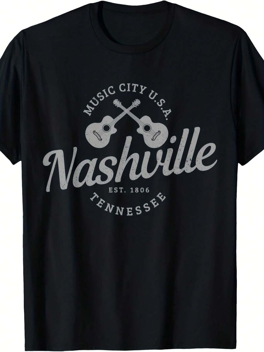 Nashville Tennessee Guitar Country Music City Souvenir T-Shirt - 款式8 - 查看 1