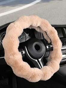 Women's 1PC Plush Steering Wheel Cover - Warm Wool Blend Winter/Autumn Car Accessory, Universal Fit Cozy Steering Wheel Wrap For Female Drivers
