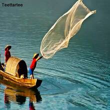 Teettartee Filet de pêche traditionnel fait main pour la pêche en extérieur, filet de pêche à lancer manuel de style vintage, filet de pêche à lancer fait main de style américain, maille de ligne de pneu de 1 pouce, grand filet de pêche à lancer vintage fait à la main - Multicolore - Voir 5