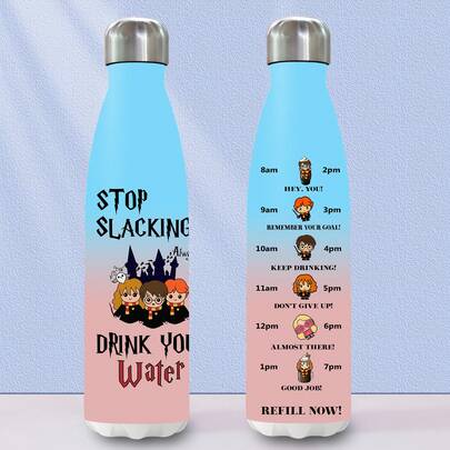 Harry Potter 18oz Stainless Steel Gradient Color Soda Bottle, Leak-Proof Insulated Thermal Water Bottle With Harry Potter Drink Water Motivational Graphics, Suitable For Outdoor Travel | 1pc