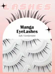 5 Pairs Of Anime Eyelashes, Light And Natural Artificial Mink Eyelashes, Transformed Into Cartoon Like Eyes With A Gentle And Natural Fairy Like Appearance Daily Wear, Halloween, Christmas, Dates & Party - Criss Cross lashes - View 4