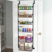 6Tier Over The Door Pantry Organizer Metal Adjustable Over The Door Organizer Spice Rack Hanging Storage And Organization For Kitchen Spice Rack - màu đen - Xem 6