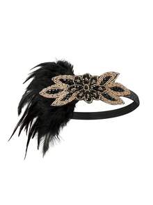 1件 1920年代盖茨比风格羽毛发箍 20年代配饰 咆哮的二十年代羽毛头饰 情人节服装 - 彩色 - 查看 11