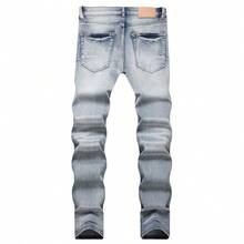 Men's Printed Hoodie High StreetEurope And AmericaStyle Loose Hole Casual Pants Set - màu đen - Xem 7