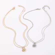 Sun Moon Necklace Set Stackable Necklace For Women Men Sparkling Gold Silver Rhinestone Sun Pendant Necklace Couple Necklaces Matching Necklaces As Best Friend Jewelry For Women Men2025 - 金子 - 查看 3