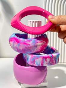 1pc Colorful Tie Dye Asymmetrical Exaggerated Vintage Resin Bracelet