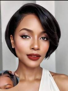 Eulisi 30 Inch Straight Lace Front Wigs 60% Human Hair 13x4 HD Transparent Lace Frontal Wigs Human Hair Pre Plucked With Baby Hair Natural Black Color,Short Straight Bob Wigs 8-14 Inch