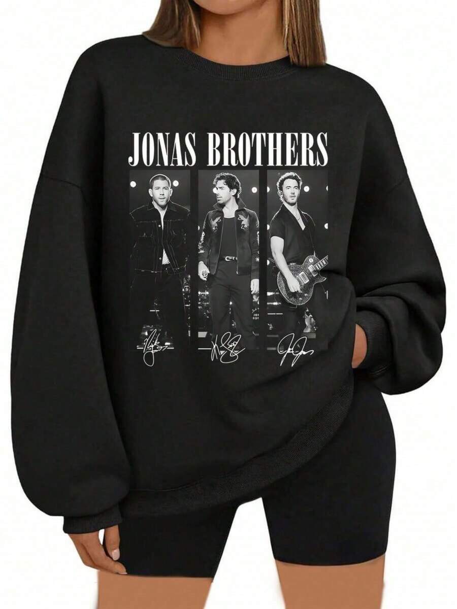 Jonas- Brothers 20th Anniversary Sweatshirt - Living The Dream Tour 20 (2) - 黑色 - 查看 1