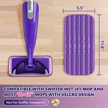 4 Pack Reusable Mop Pads Compatible With Wet Jet, Wet Jet Pads Refills, Microfiber Replacement Pads For Hardwood Floor Cleaning, Dry Wet Mopping Cloths For 12" Wet Jet Refill - Màu tím - Xem 2