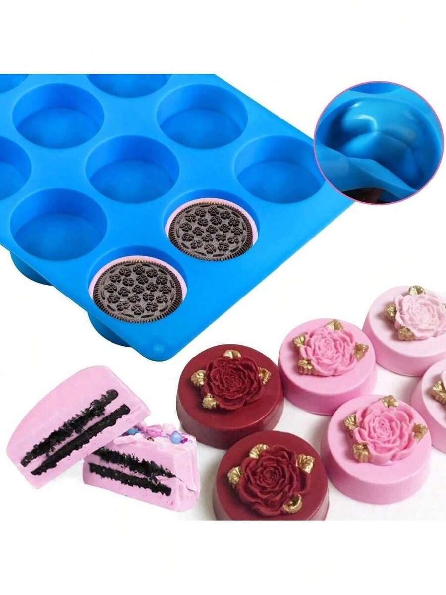 Upgraded Blue Chocolate Cookie Mold, New Cylindrical Cookie Silicone Mold, Suitable For Candy Mini Cake Jelly Baking. Suitable For Christmas And Other Parties - Màu xanh lam - Xem 1