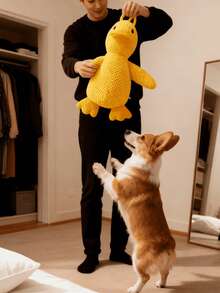 Durable Chew-Resistant Plush Duck Dog Toy - Squeaky Interactive Teething Toy For Puppies & Adult Dogs, Soft Stuffed Duck With Bright Yellow Design, Chew Proof Companion For Small/Medium/Large Breeds (Solo Play/Cuddling) - Yellow - View 3