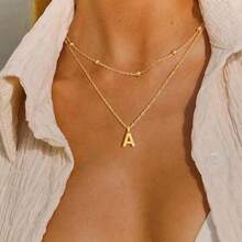 Initial Necklaces For Women 14k Gold Plated Dainty Layered A-Z Letter Pendant Necklaces For Women  Personalized Name Necklace Gold Jewelry Gifts Fashion Accessories2025 - a - 查看 5